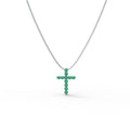 Evergreen Faith 1 CT Lab-Created Emerald Cross Pendant Necklace in Sterling Silver