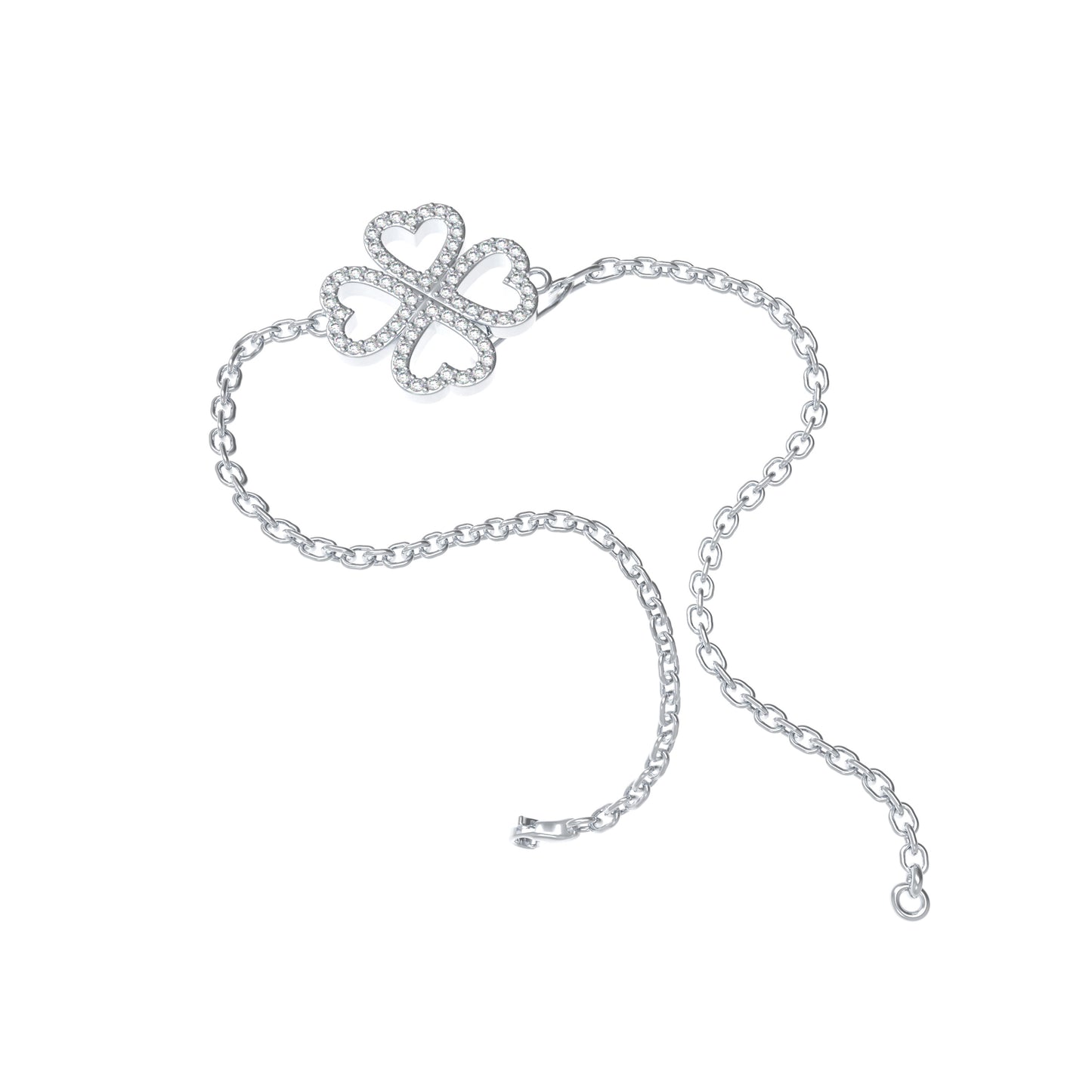 0.4CT Lab Grown Moissanite Heart Lucky Bracelet, 925 Sterling Silver Hypoallergenic Dainty Bracelet, Jewelry Gift for Women Anniversary Holiday Birthday