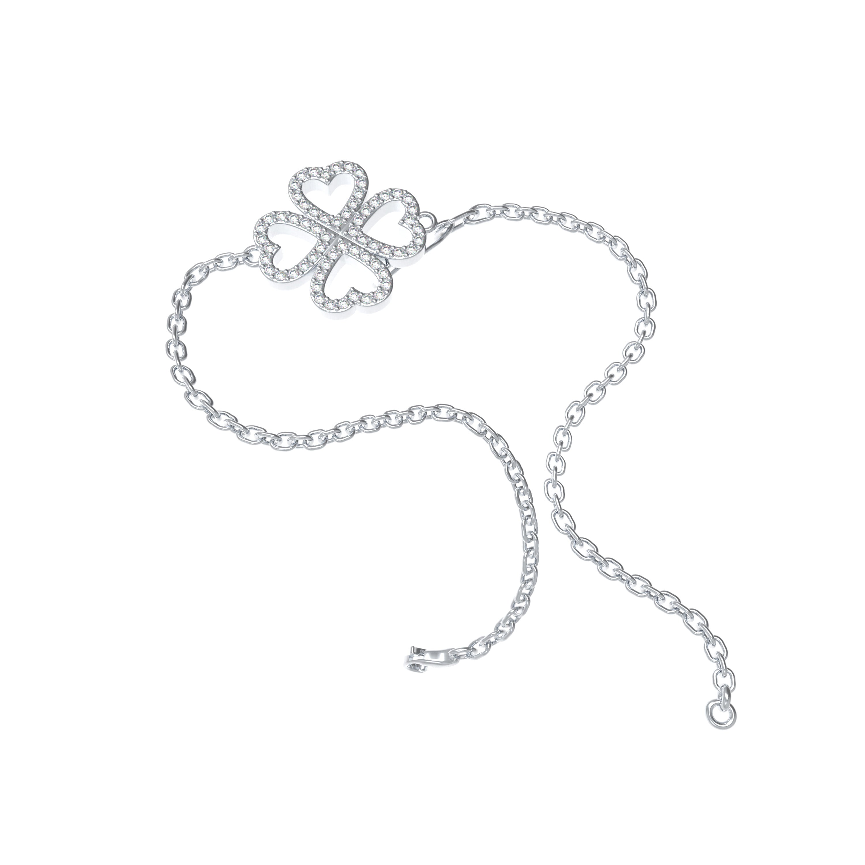 0.4CT Lab Grown Moissanite Heart Lucky Bracelet, 925 Sterling Silver Hypoallergenic Dainty Bracelet, Jewelry Gift for Women Anniversary Holiday Birthday