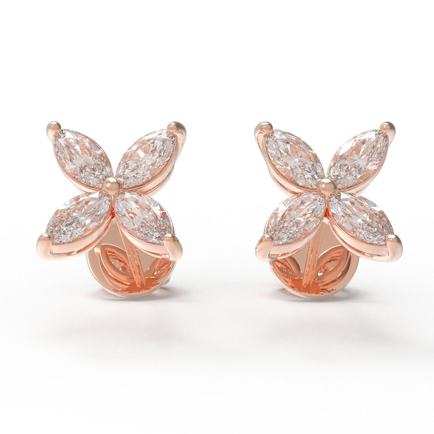 Classic Marquise Lab-Grown Diamond Stud Earrings in Gold | 1ct or 2ct Total Weight