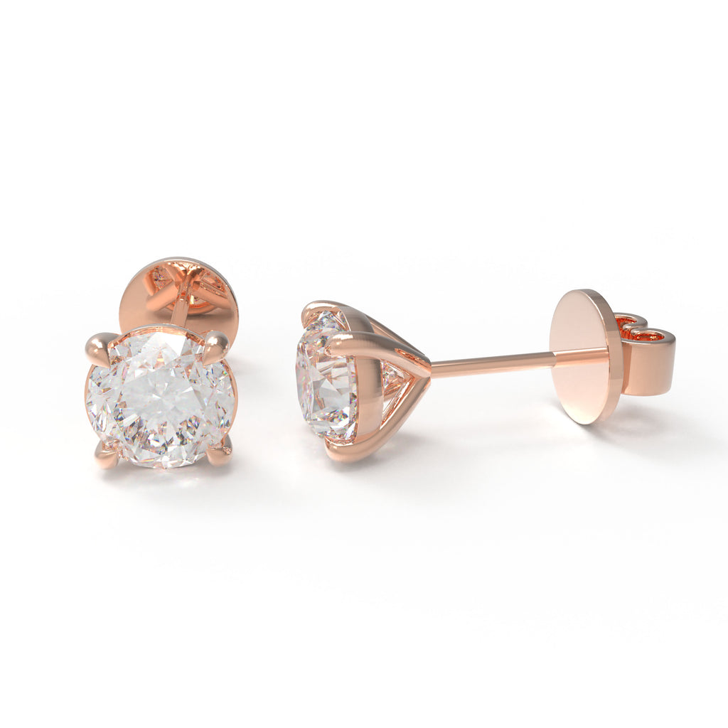 Rose Dawn Light Lab-Grown Diamond Solitaire Stud Earrings
