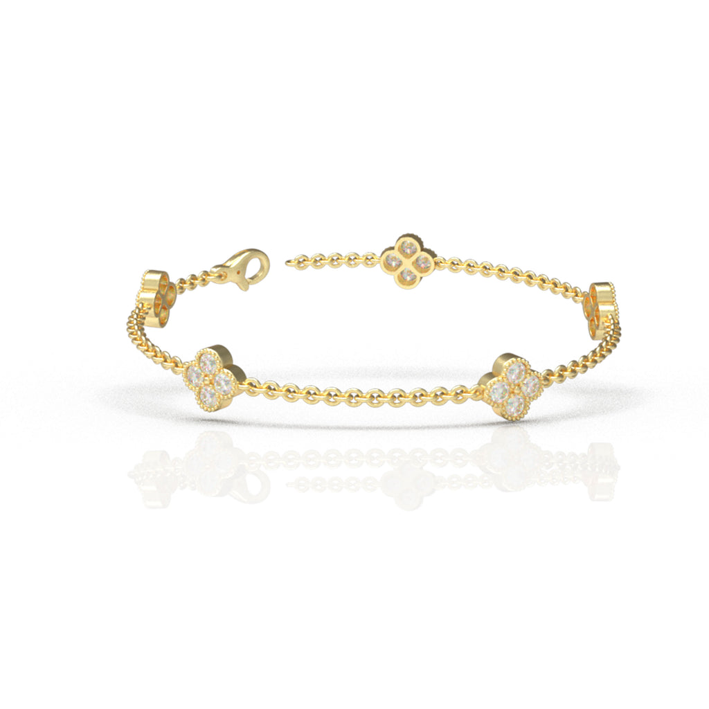 ELVORIQUE Lucky Clover Lab-Grown Diamond Bracelet