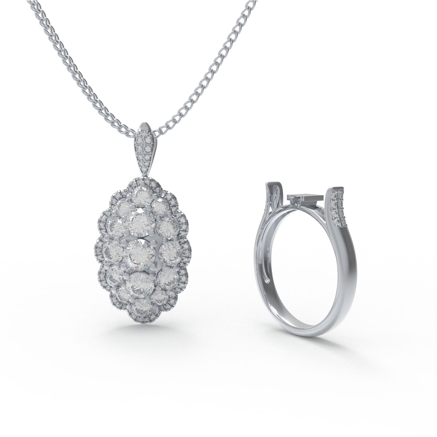 3CT Lab Diamond 2-in-1 Ring & Pendant Necklace, 10K/14K White Gold or 950 Platinum