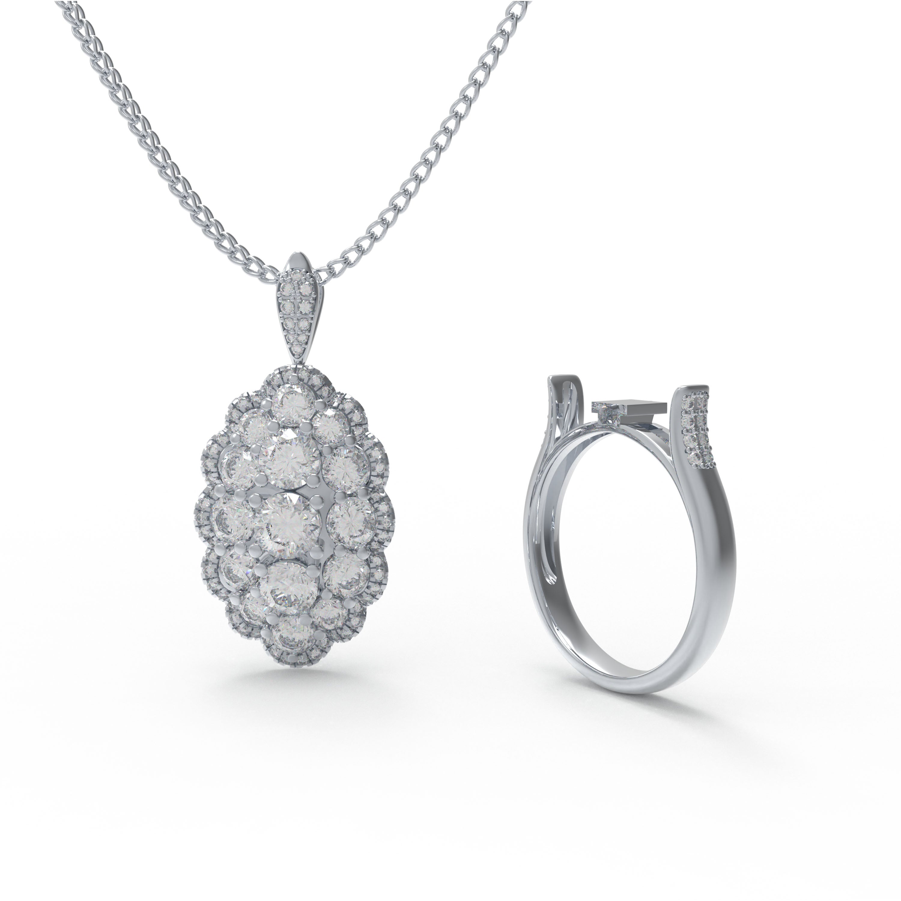 Cascade of Light 3CT Lab-Grown Diamond Convertible Ring & Pendant Set
