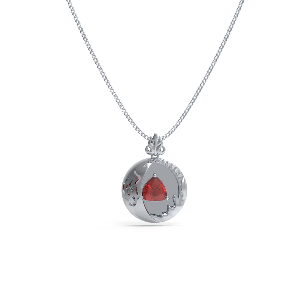 1CT Pear-Cut Lab-Grown Ruby & Diamond Pendant Necklace