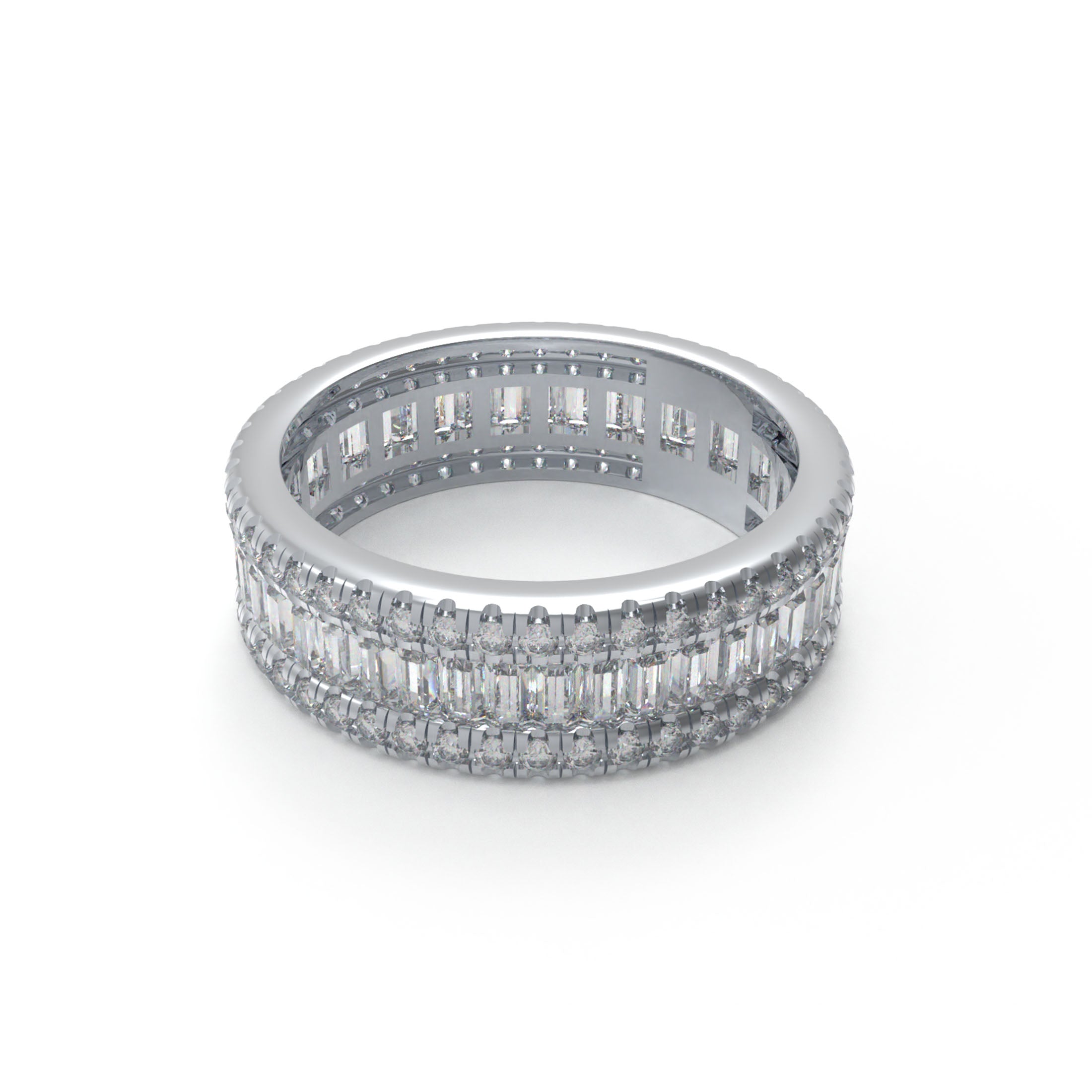 ELVORIQUE 141-Stone Round & Baguette Moissanite Eternity Ring