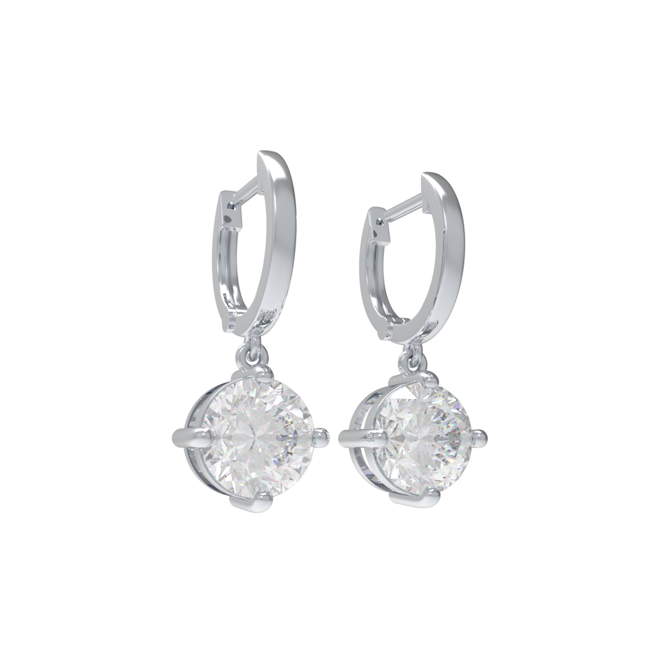 Handmade Dangle Earrings with Lab - Grown Diamonds (0.5CT/1CT per Stone, 2 Stones), 9K/14K/18K White Gold/Yellow Gold/Rose Gold & Platinum Optional