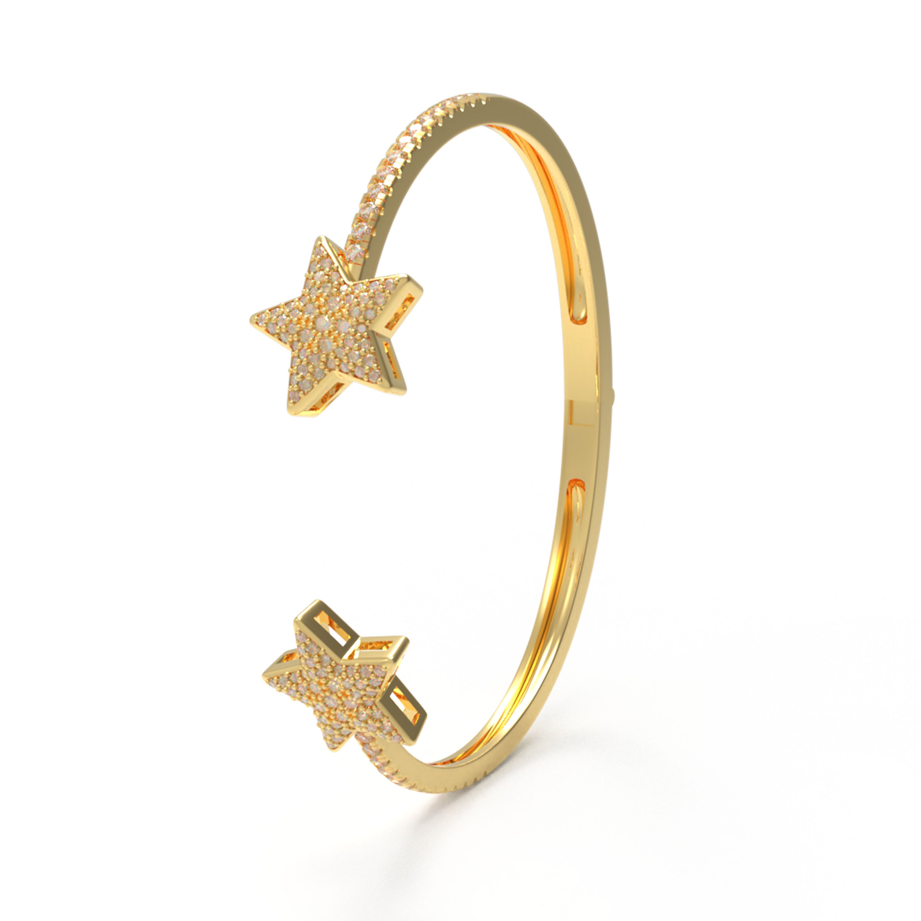 10K/14K Yellow Gold 5-Star Bracelet with 128 Lab-Grown Diamonds (VVS1-VVS2, D-E) | Stackable Fine Jewelry Gift for Women, Anniversary, Mother's Day, Christmas