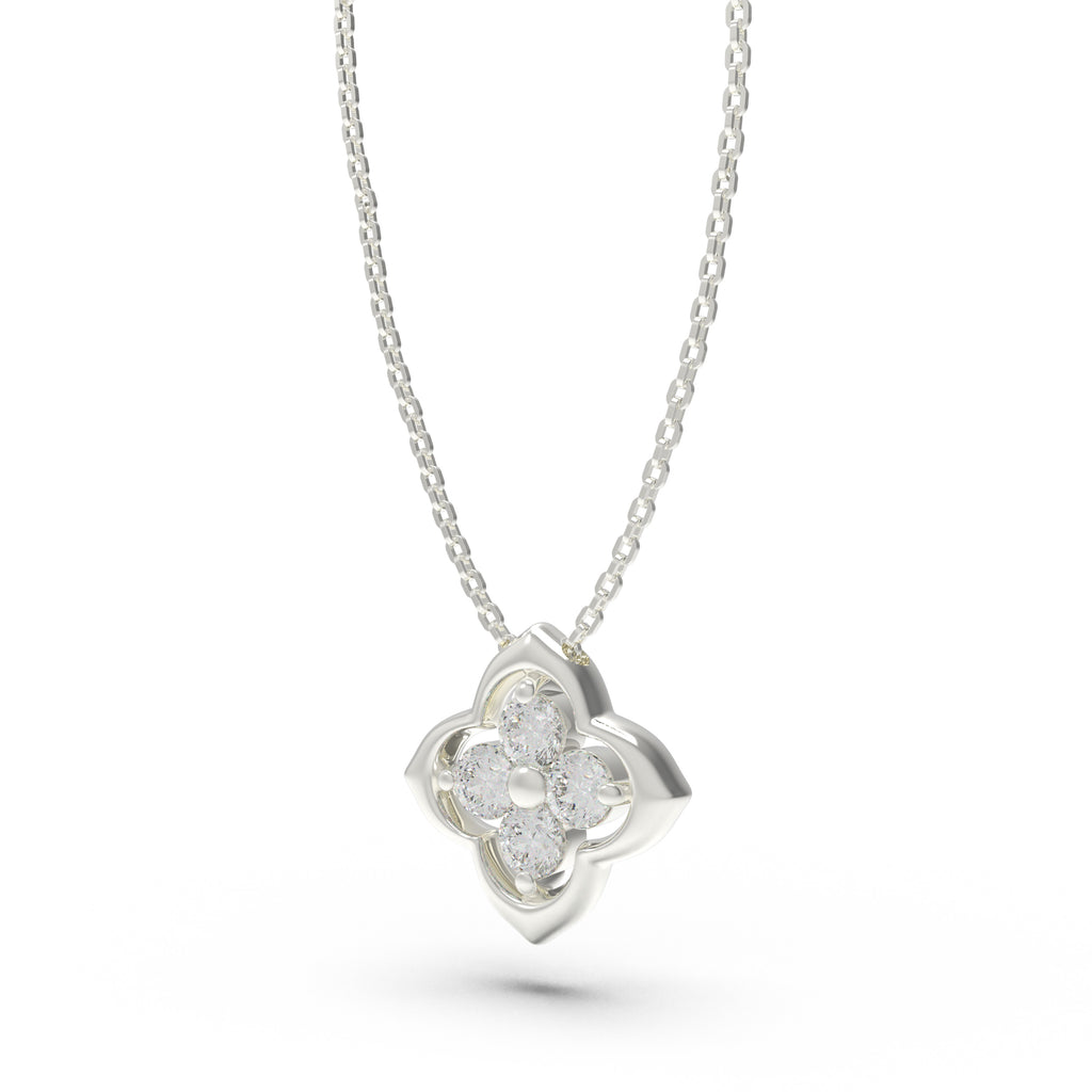 Song-Inspired Four-Petal Moissanite Pendant Necklace