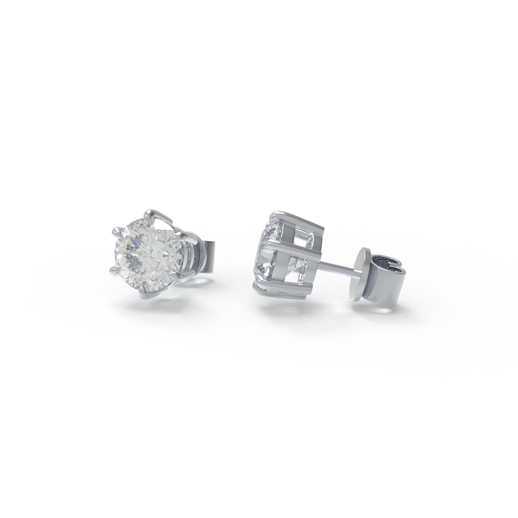 2CTW Round Moissanite Solitaire Stud Earrings in 925 Sterling Silver