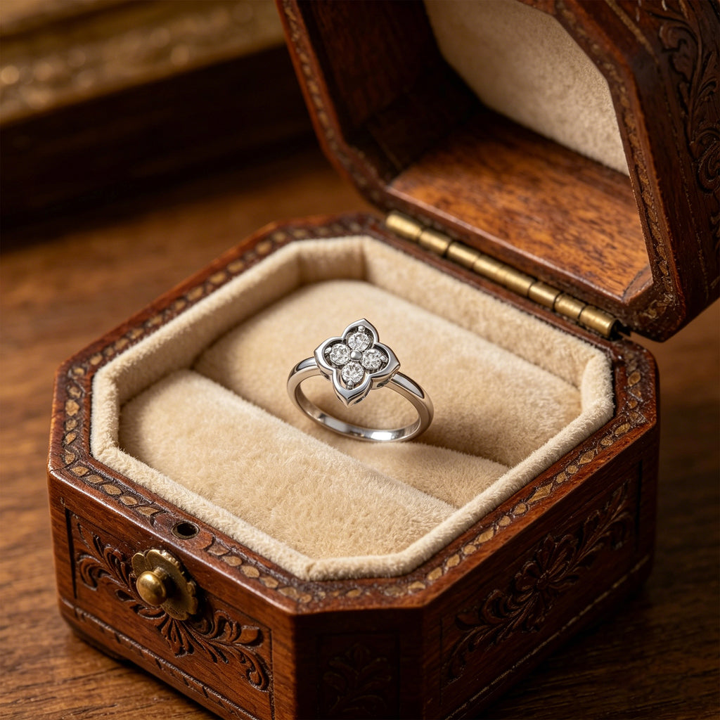 Serene Bleoom Clover Moissanite Ring