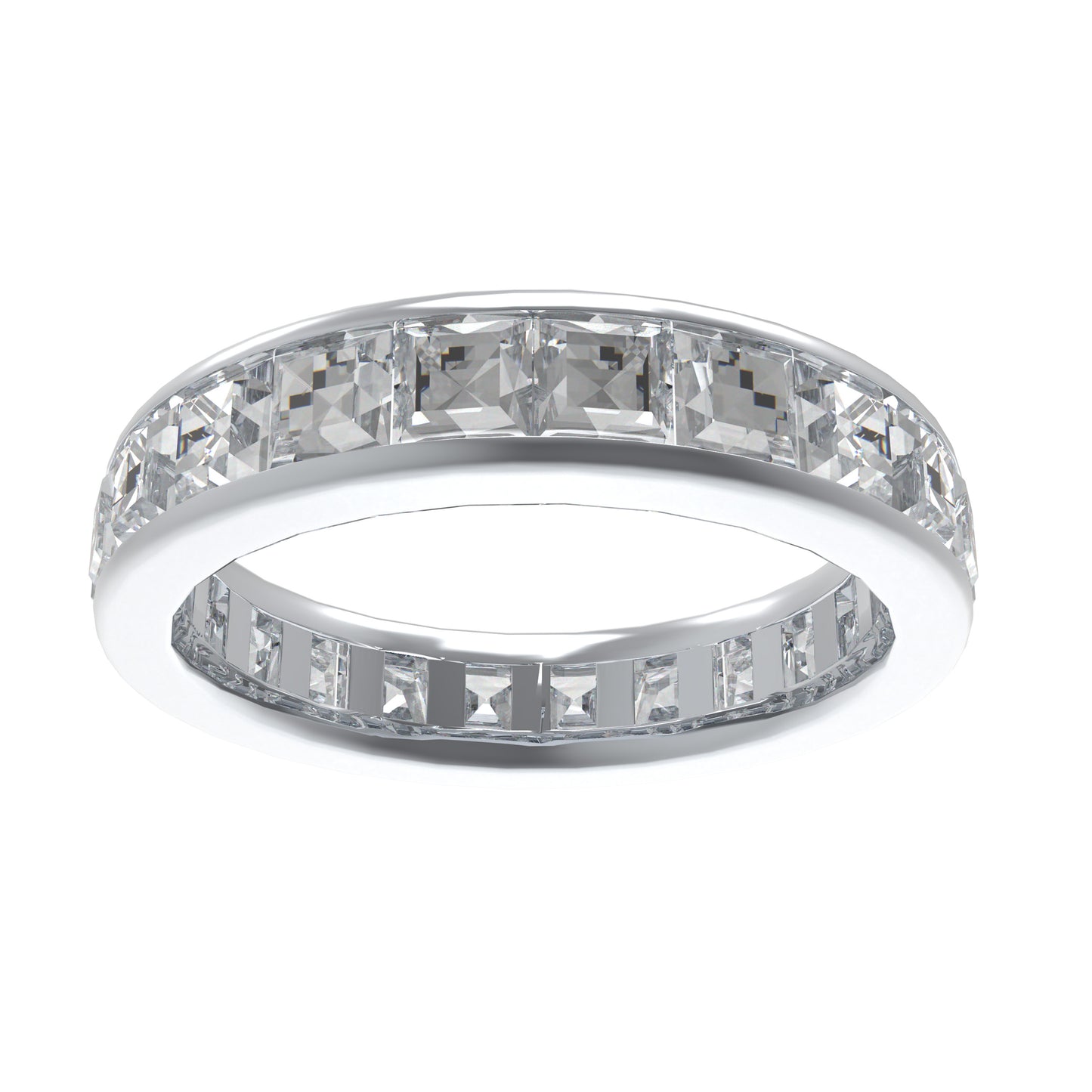 3ct Princess Cut Lab Grown Diamond Gold Eternity Ring for Women, VVS1 D-E Color Solid Gold Wedding Band