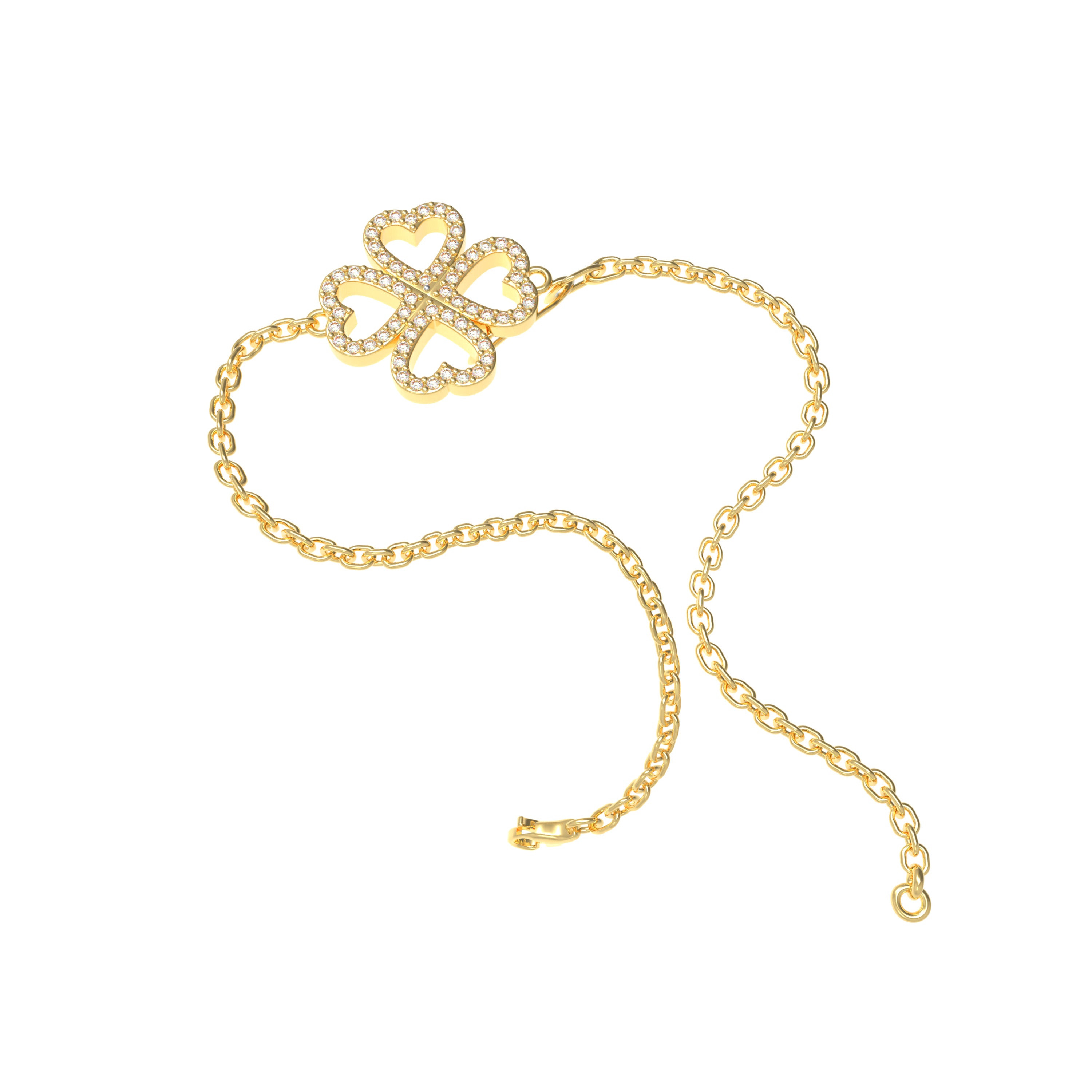 0.4CT Lab Grown Diamond Heart Lucky Bracelet, 10K/14K Solid Gold Hypoallergenic Dainty Bracelet, Jewelry Gift for Women Anniversary Holiday Birthday