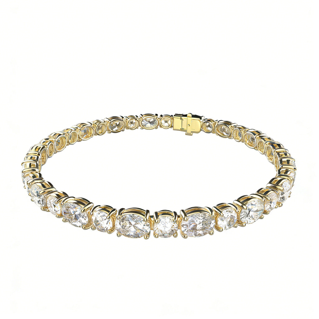 Bracelet tennis Ophelia Eternity en or jaune 9 carats/14 carats/18 carats, 4 griffes, diamants de synthèse, D-VS2/SI1 - Gratuit 