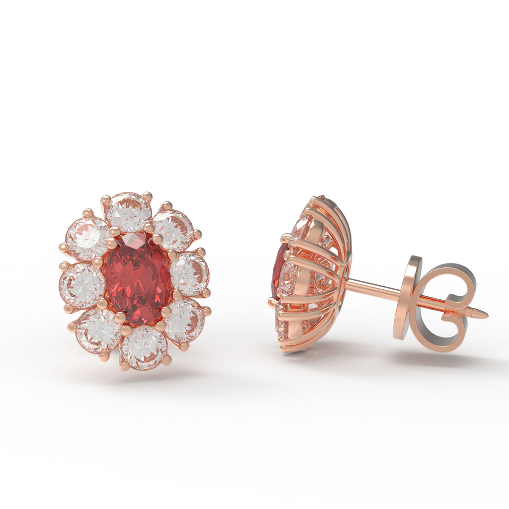Ruby Camellia 2.50CTW Lab-Grown Ruby & Diamond Floral Stud Earrings