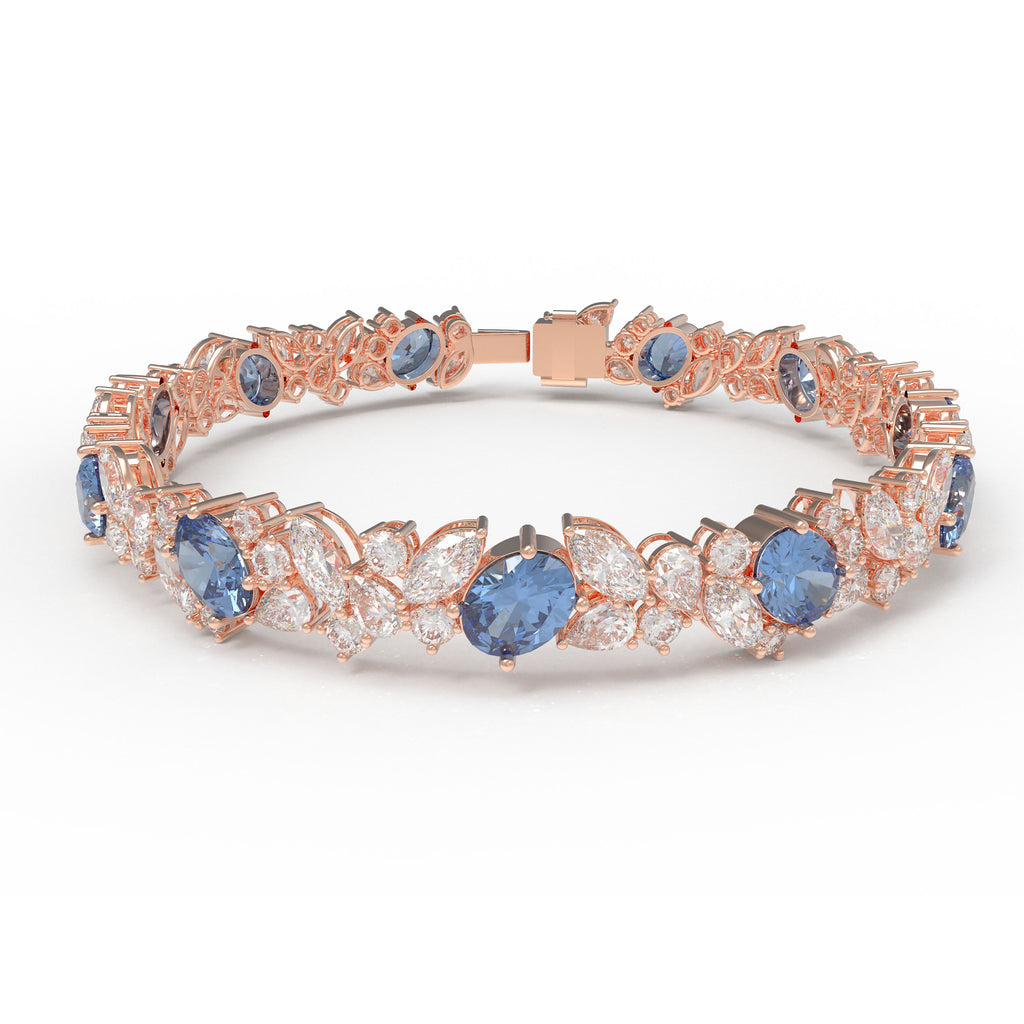 ELVORIQUE Eternelle Rose Gold Lab-Grown Sapphire and Diamond Bracelet