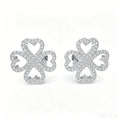 Lucky Hearts Clover Moissanite Stud Earrings
