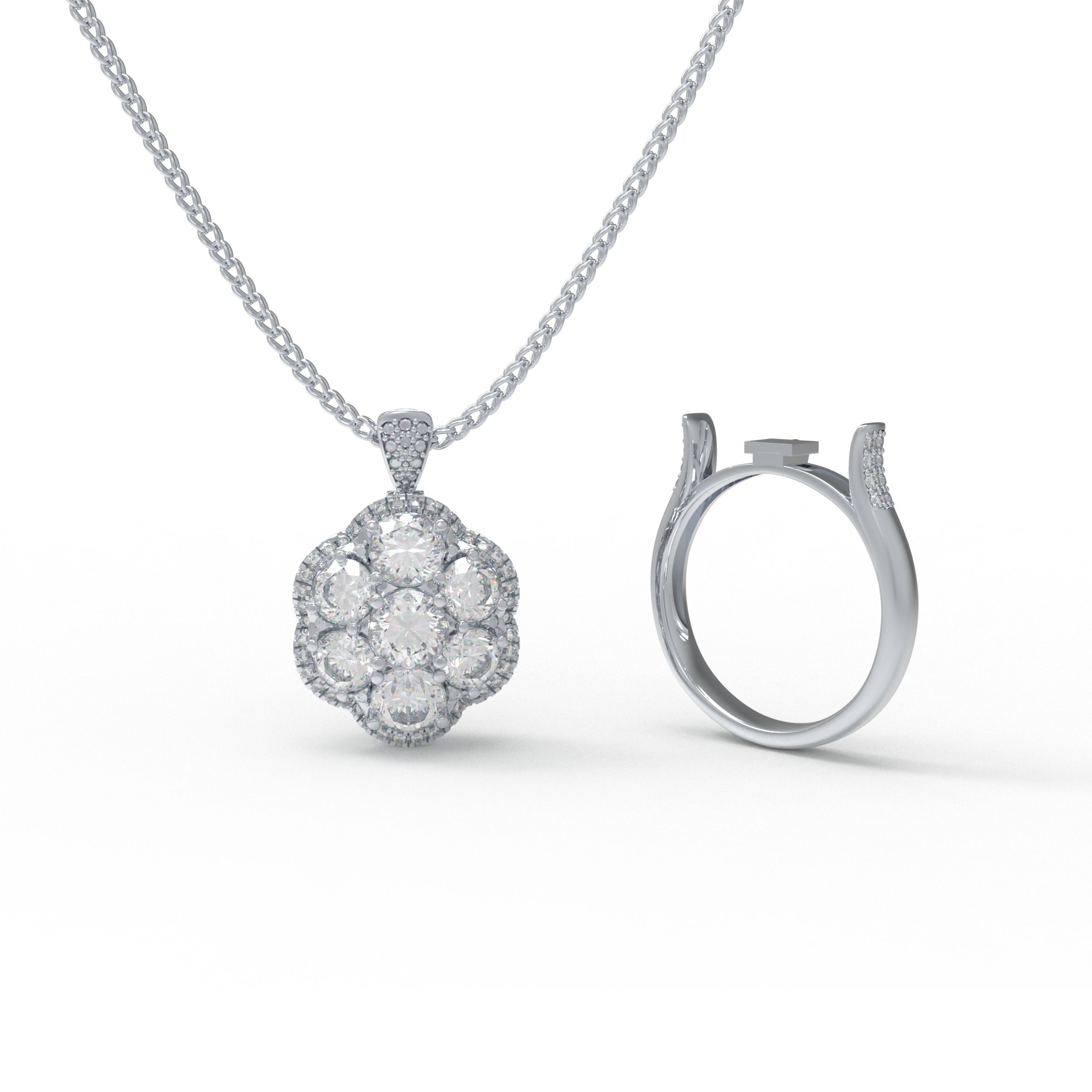 Frost Bloom Lab-Grown Diamond Convertible Ring & Pendant Set