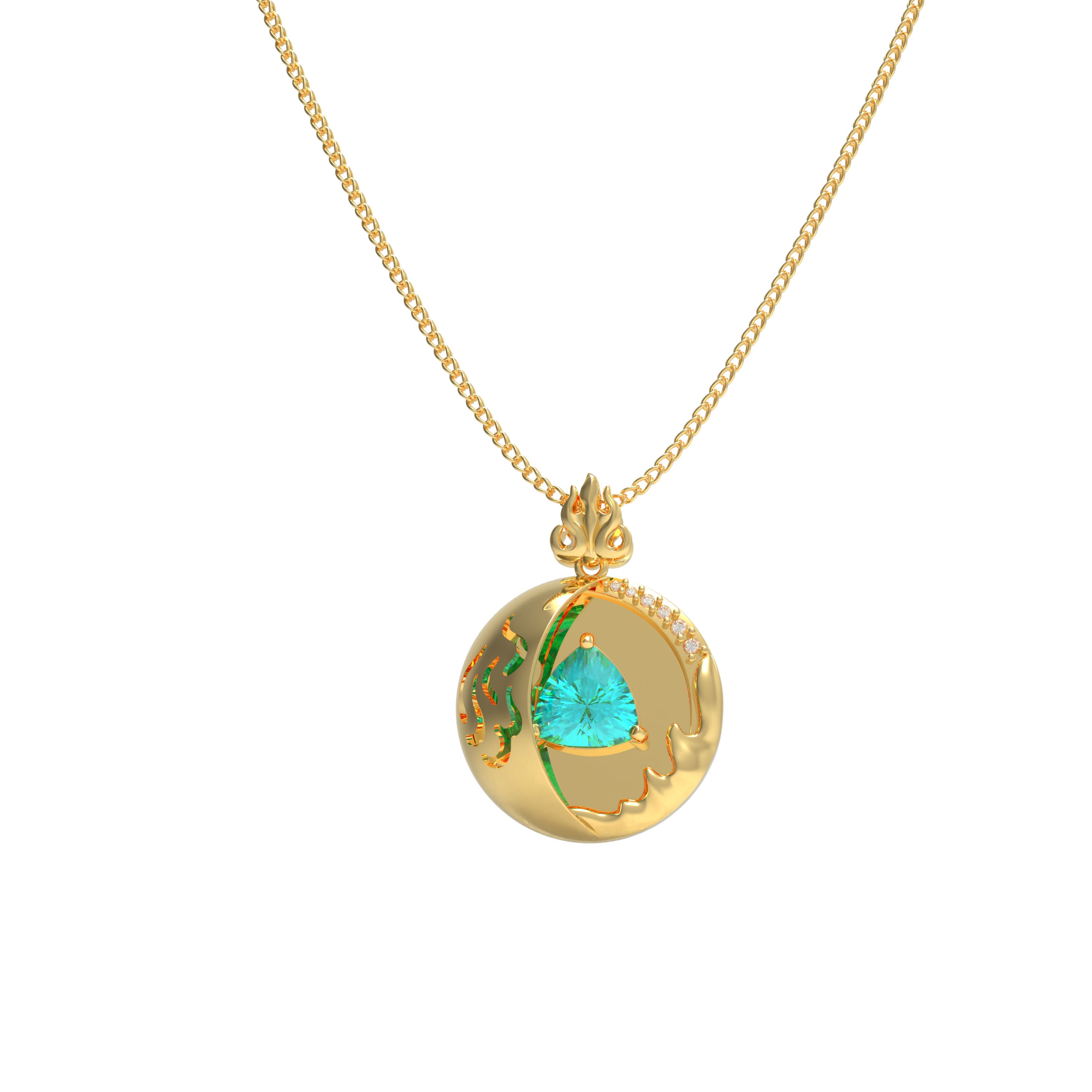 Lab-Grown 1CT Paraíba Pendant Necklace with 6 VVS1-VVS2 D-E Color Diamonds, 10K/14K White/Yellow/Rose Gold & Platinum, Perfect Gift for Anniversary/Valentine’s Day/Christmas