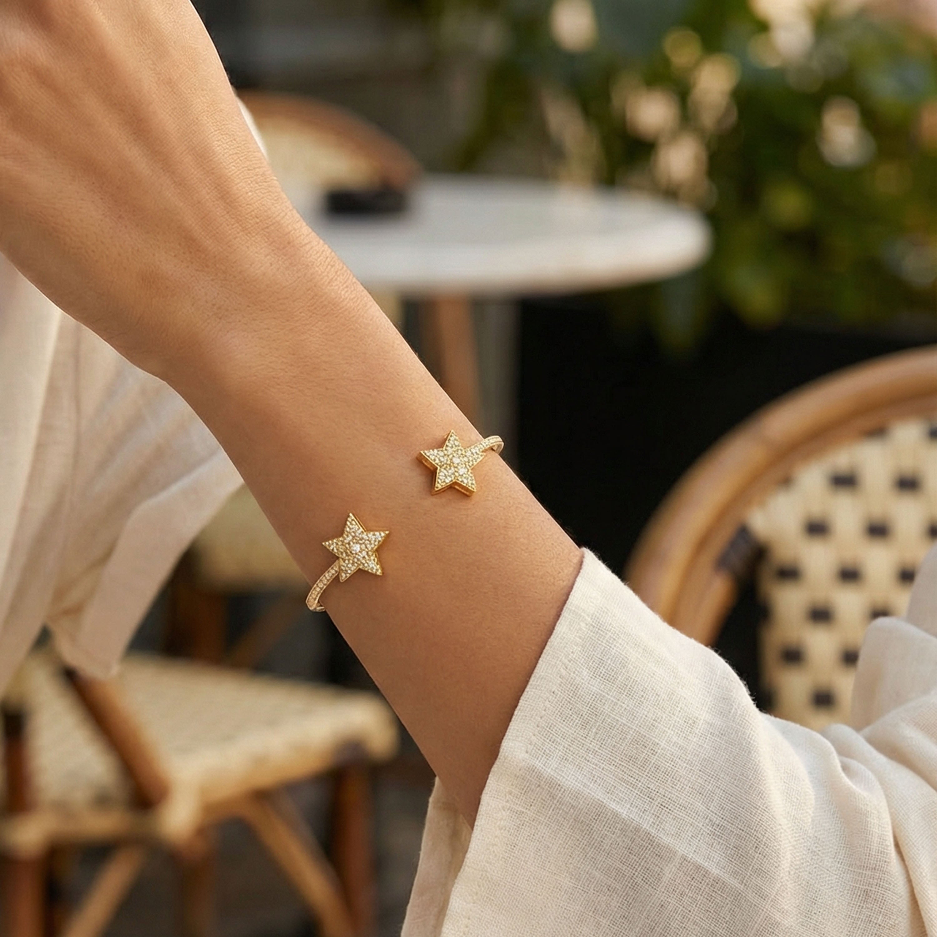 10K/14K Yellow Gold 5-Star Bracelet with 128 Lab-Grown Diamonds (VVS1-VVS2, D-E) | Stackable Fine Jewelry Gift for Women, Anniversary, Mother's Day, Christmas