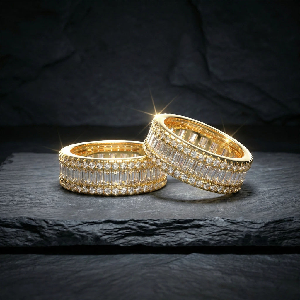 ELVORIQUE 141-Stone Round & Baguette Moissanite Eternity Ring