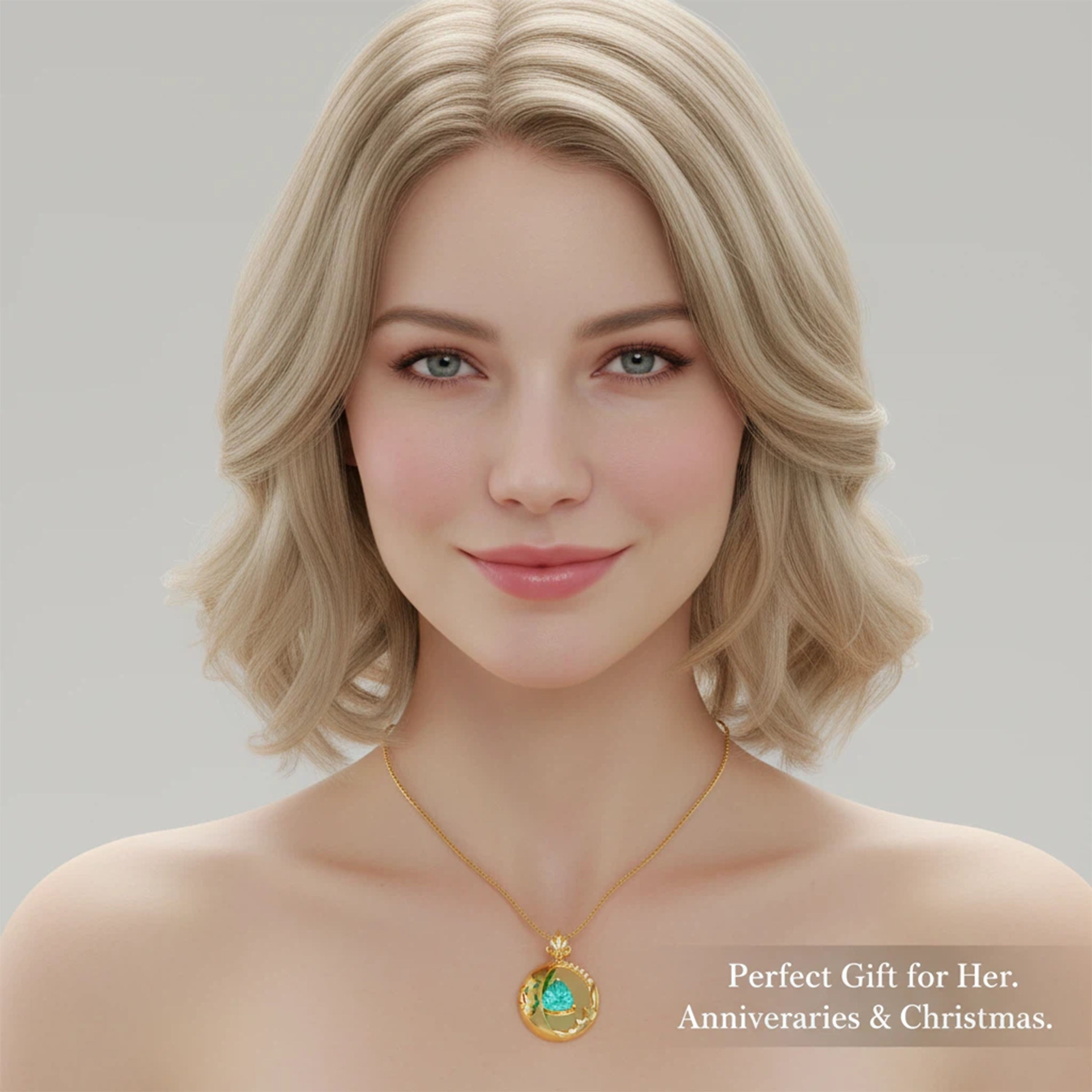 Lab-Grown 1CT Paraíba Pendant Necklace with 6 VVS1-VVS2 D-E Color Diamonds, 10K/14K White/Yellow/Rose Gold & Platinum, Perfect Gift for Anniversary/Valentine’s Day/Christmas