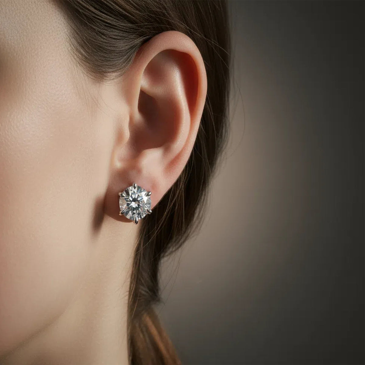 ELVORIQUE Aurelia Round Lab-Grown Diamond Stud Earrings