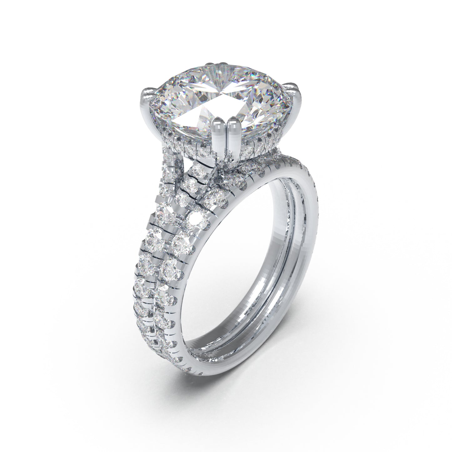 4ct VS1 Lab Diamond 950 Platinum Engagement Ring & Curved Wedding Band Set