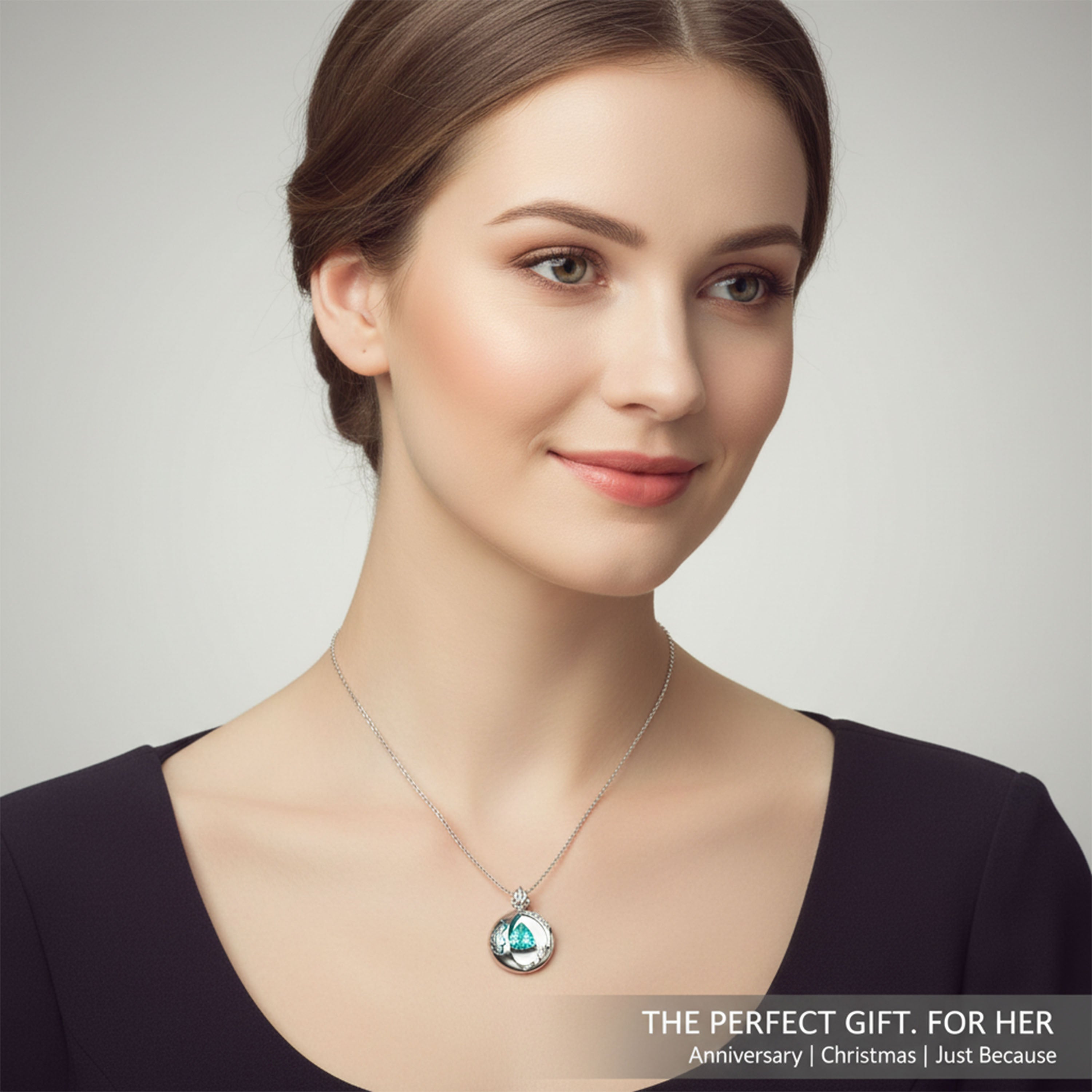 Lab-Grown 1CT Paraíba Pendant Necklace with 6 VVS1-VVS2 D-E Color Diamonds, 10K/14K White/Yellow/Rose Gold & Platinum, Perfect Gift for Anniversary/Valentine’s Day/Christmas