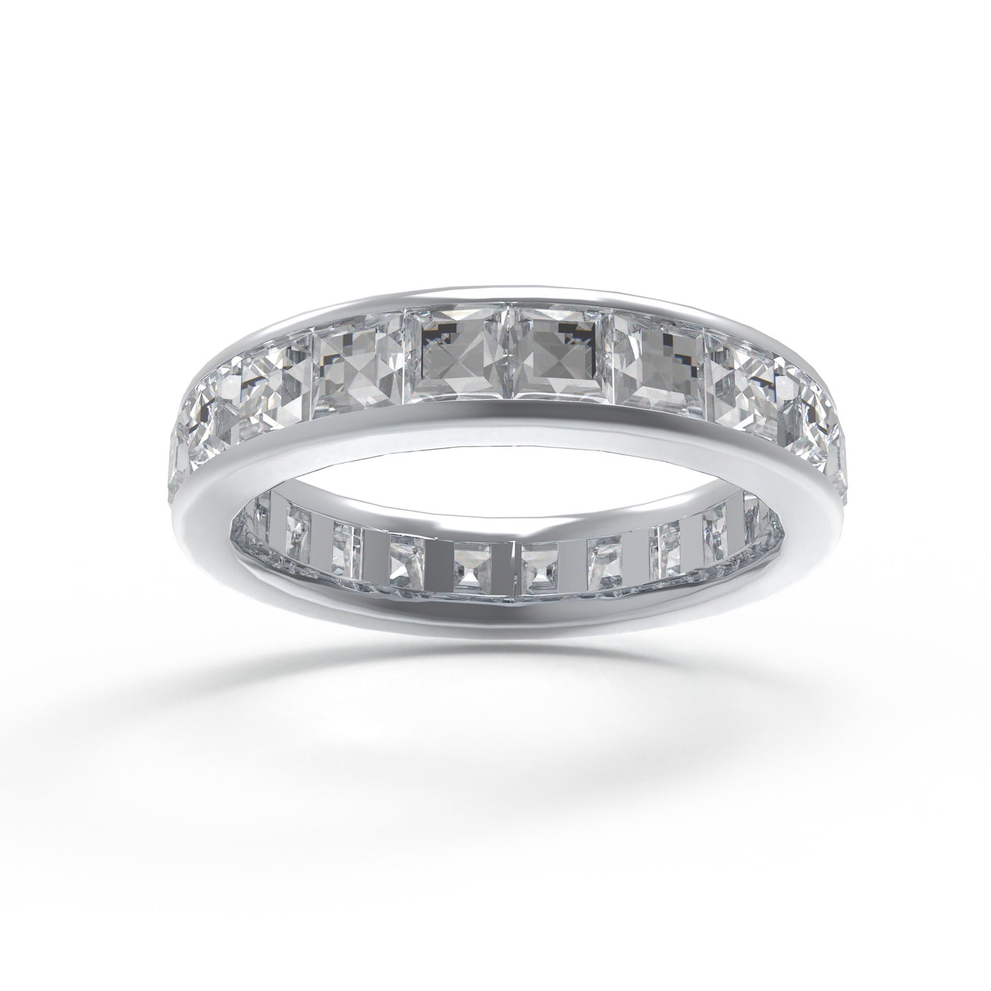 Ophelia Eternity 2ct Square Moissanite Eternity Ring, Sterling Silver, D-E VS1 Lab Created, Engagement Anniversary Gift