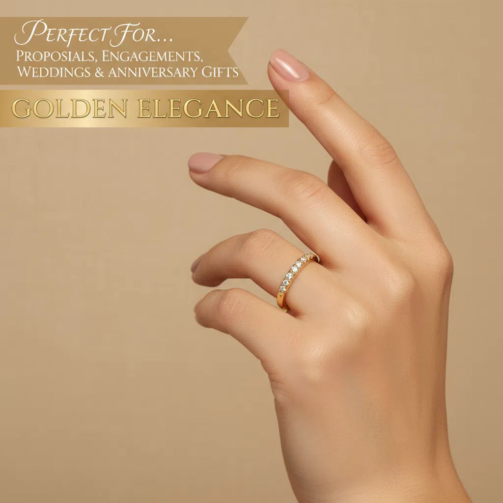 Yellow Gold Lab-Grown Diamond Half Eternity Ring | ELVORIQUE