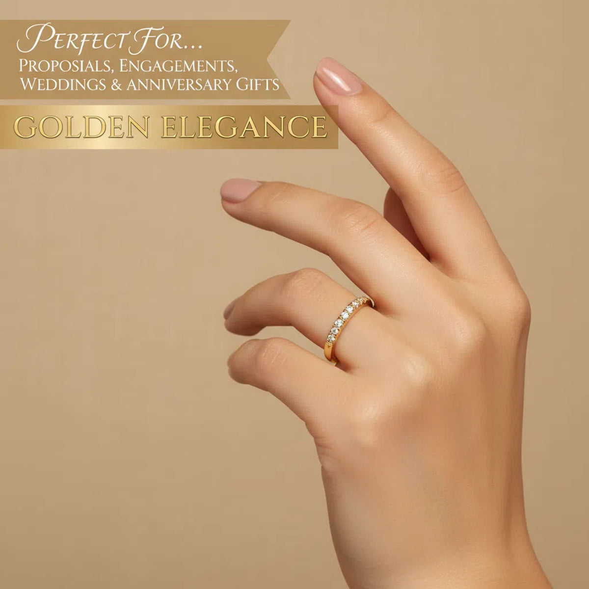 Yellow Gold Lab-Grown Diamond Half Eternity Ring | ELVORIQUE