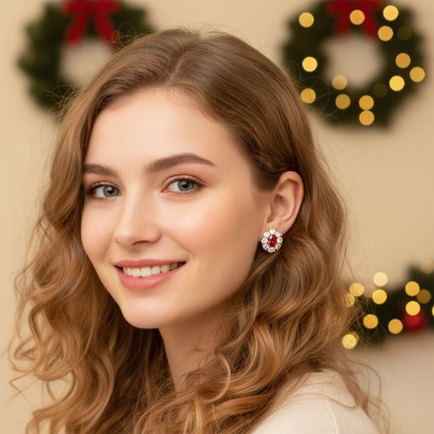Customizable 10K/14K Rose/White/Yellow Gold Or 950 Platinum Double Lab-Grown Ruby Earrings (1.5ct Total) | VVS1-VVS2 D-E Color | Gift for Women