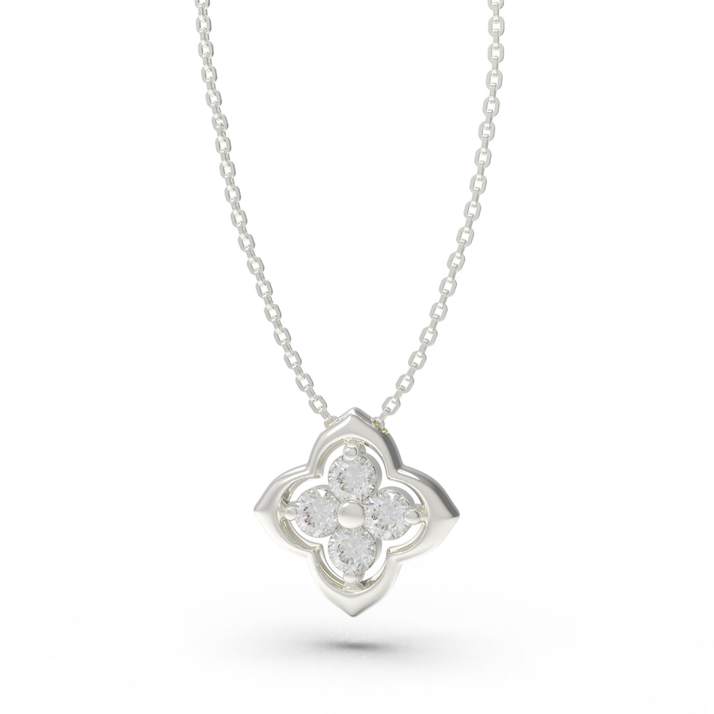 ELVORIQUE Song Grace Four-Leaf Clover Lab-Grown Diamond Necklace