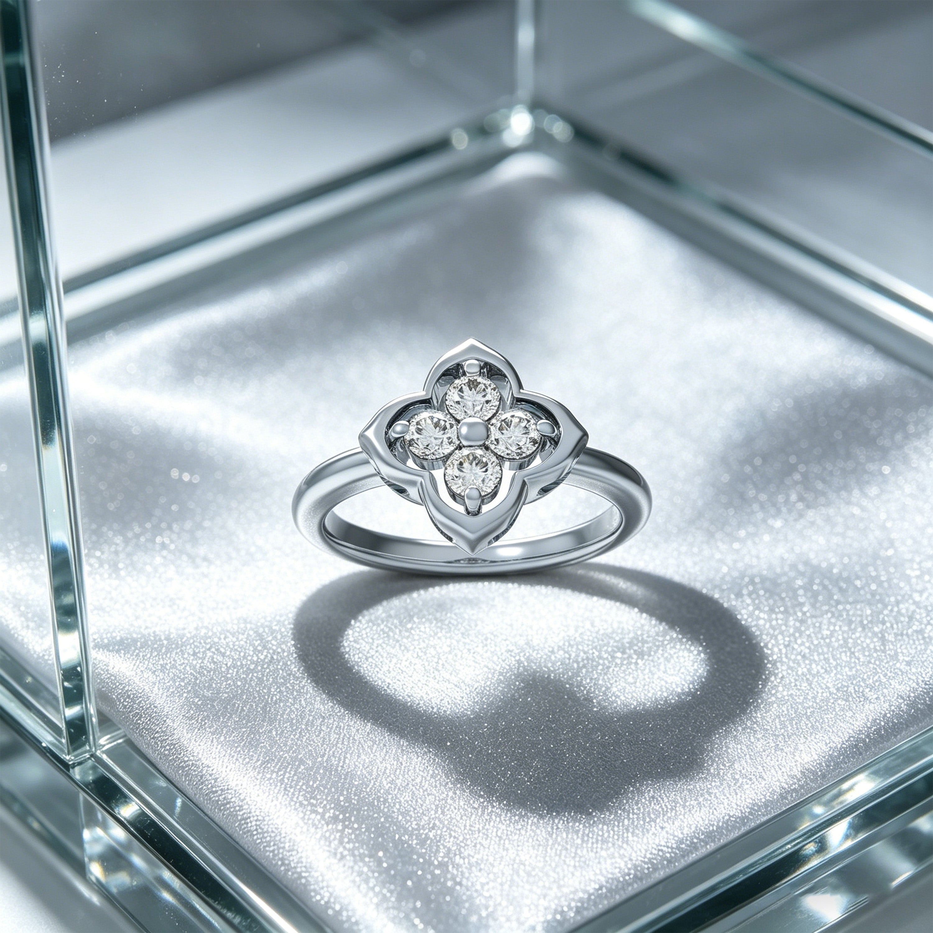 Serene Bleoom Clover Moissanite Ring
