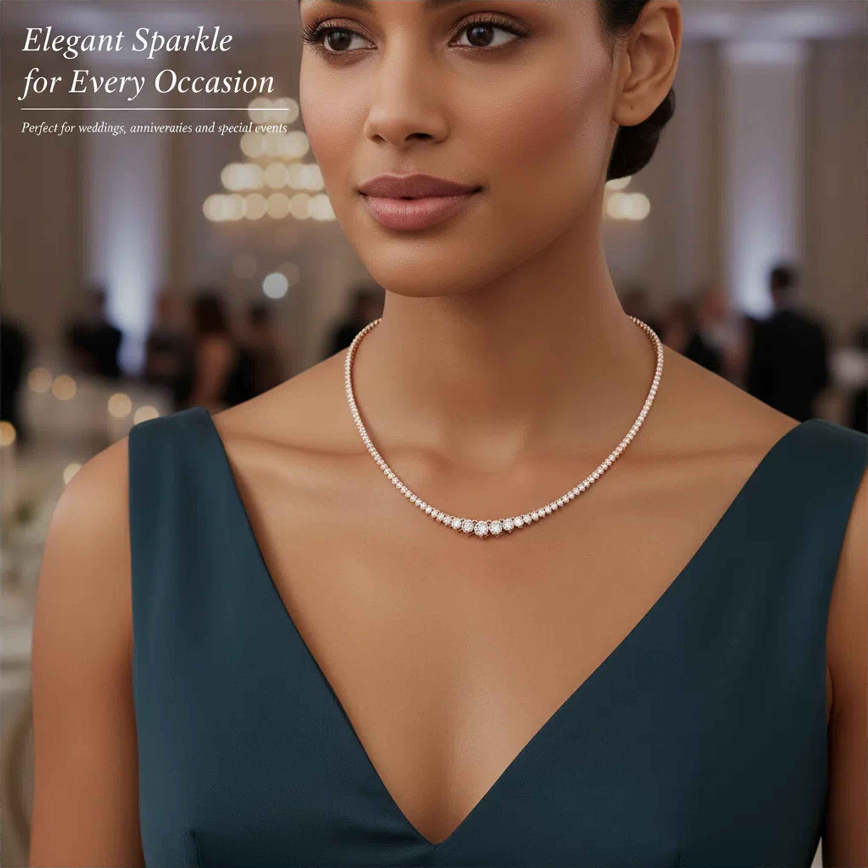 Lab-Grown Diamond Necklace, 8ct/10ct D-E Color VVS1-VVS2, 10K/14K Rose Gold, 16 Inch Elegant Gift for Women