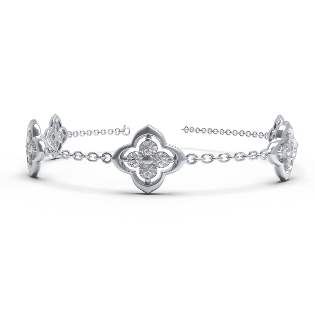 ELVORIQUE Five-Station Four-Leaf Clover Lab-Grown Diamond Bracelet