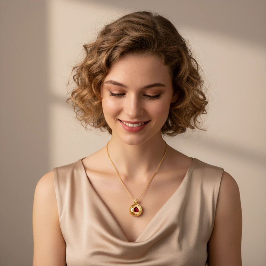 1CT Pear-Cut Lab-Grown Ruby & Diamond Pendant Necklace