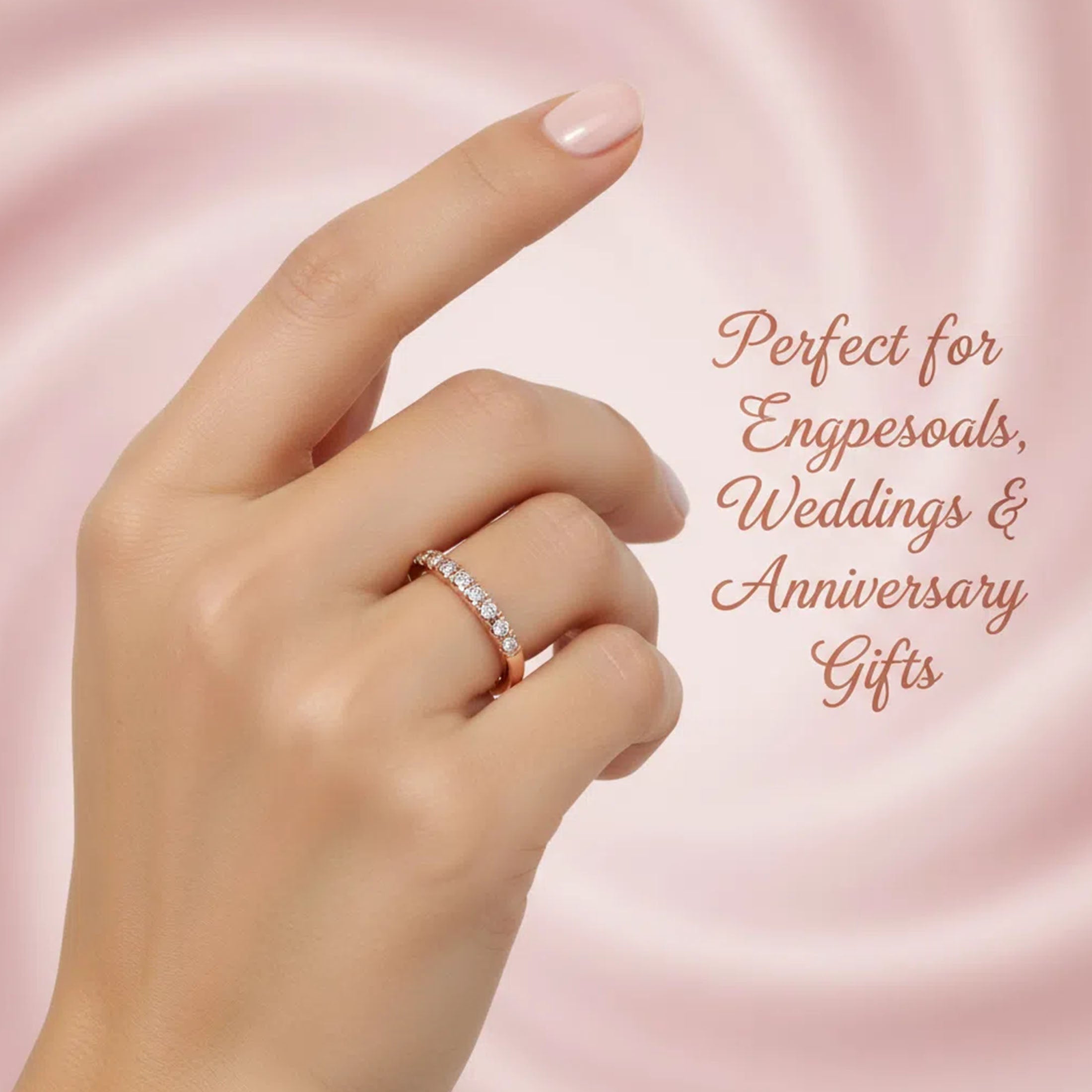 ELVORIQUE Éternelle Rose Gold Lab-Grown Diamond Half Eternity Band