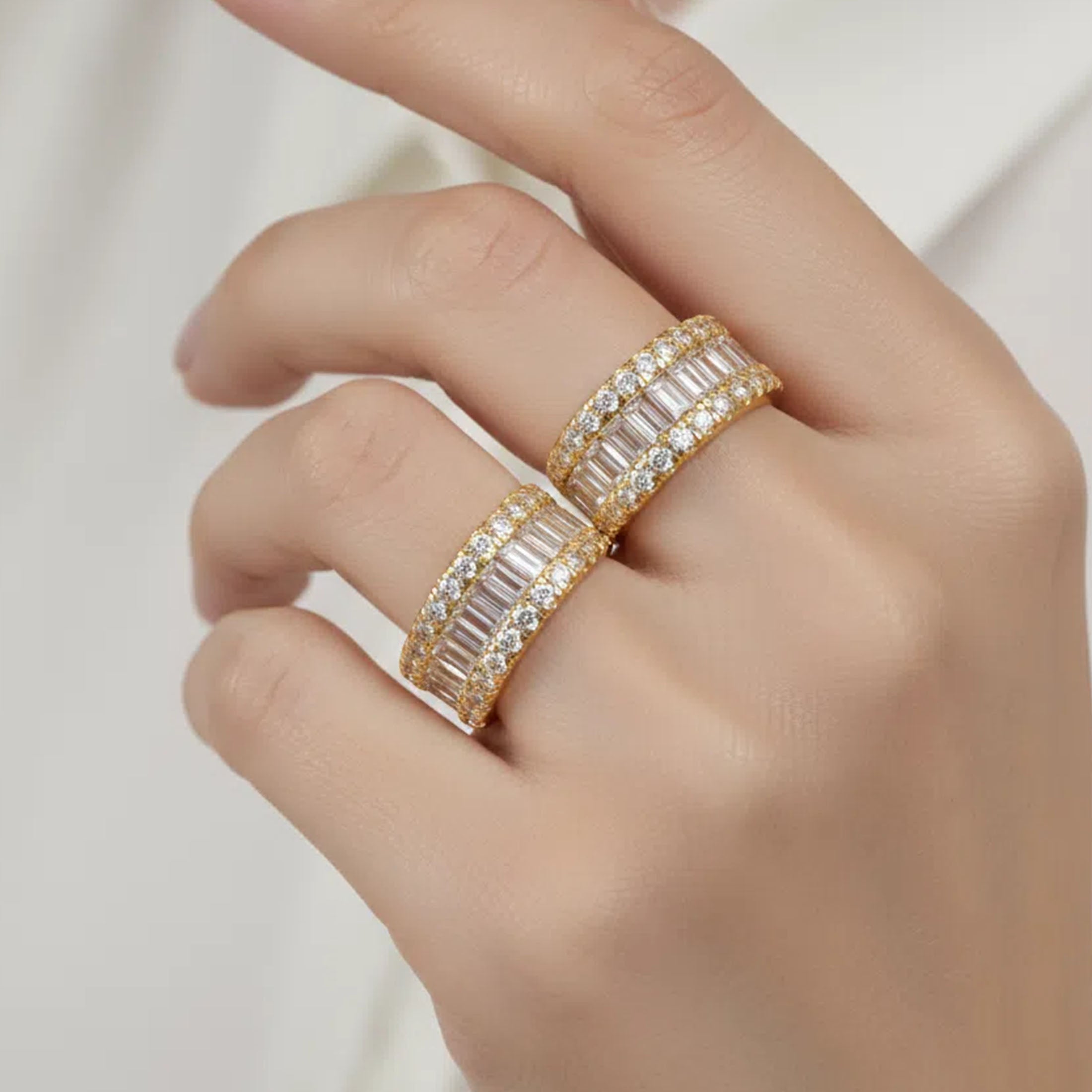 Golden Eternal Colonnade 3CT Three-Row Lab-Grown Diamond Eternity Ring