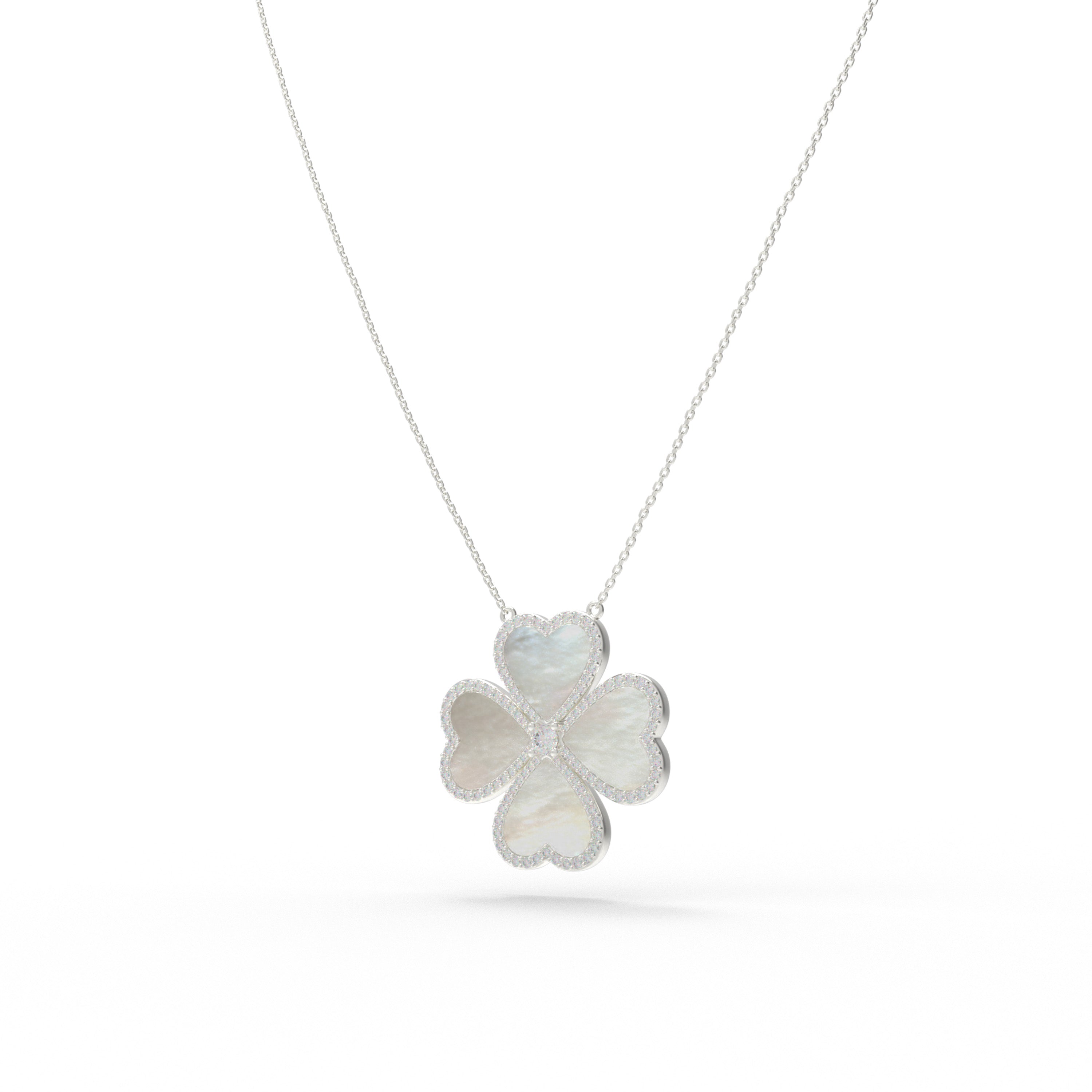 Heart Pendant Necklace, 0.5CT Lab Grown Moissanite with Natural Mother of Pearl, Sterling Silver & Gold Plated Handmade Jewelry