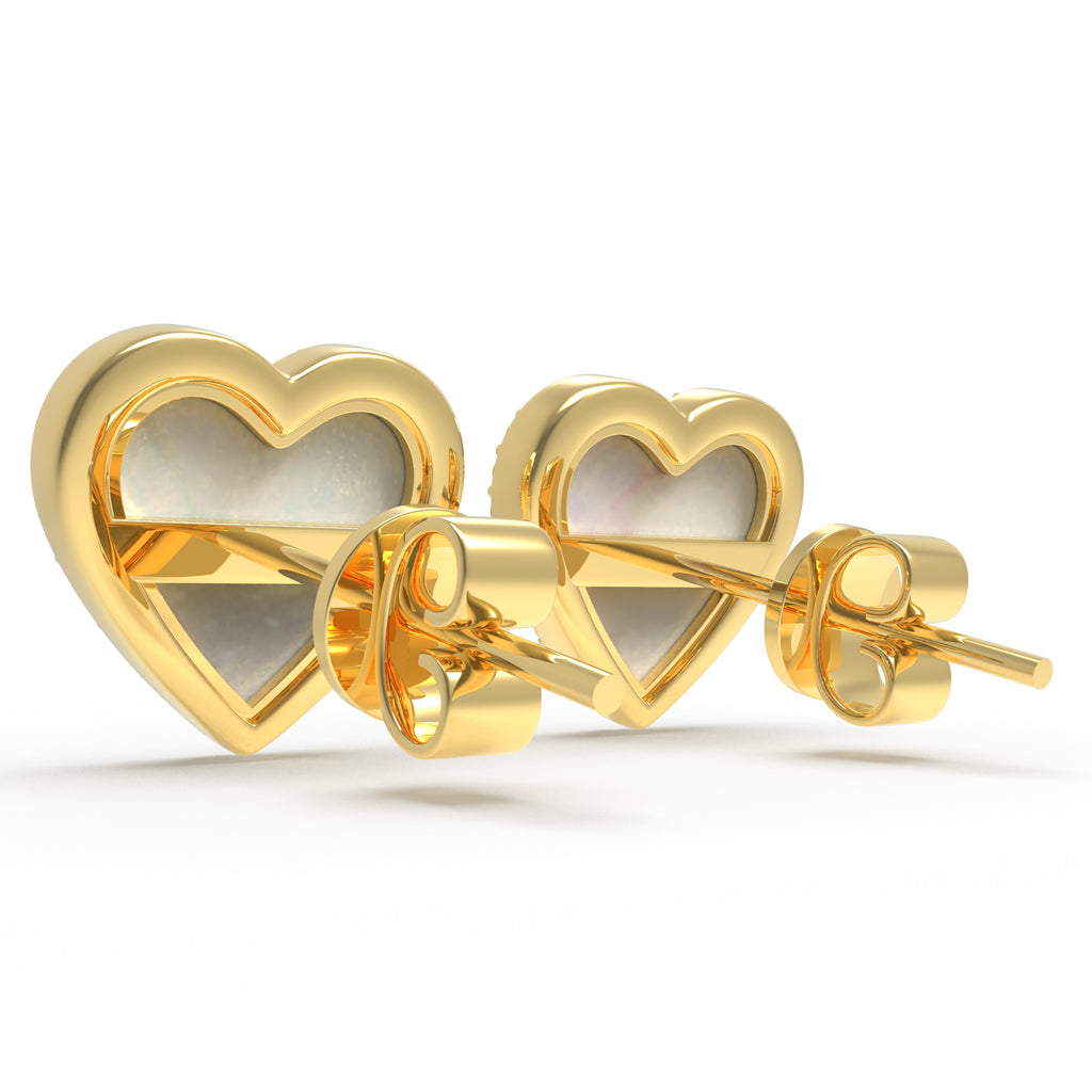 Lumina Heart Mother-of-Pearl Diamond Stud Earrings