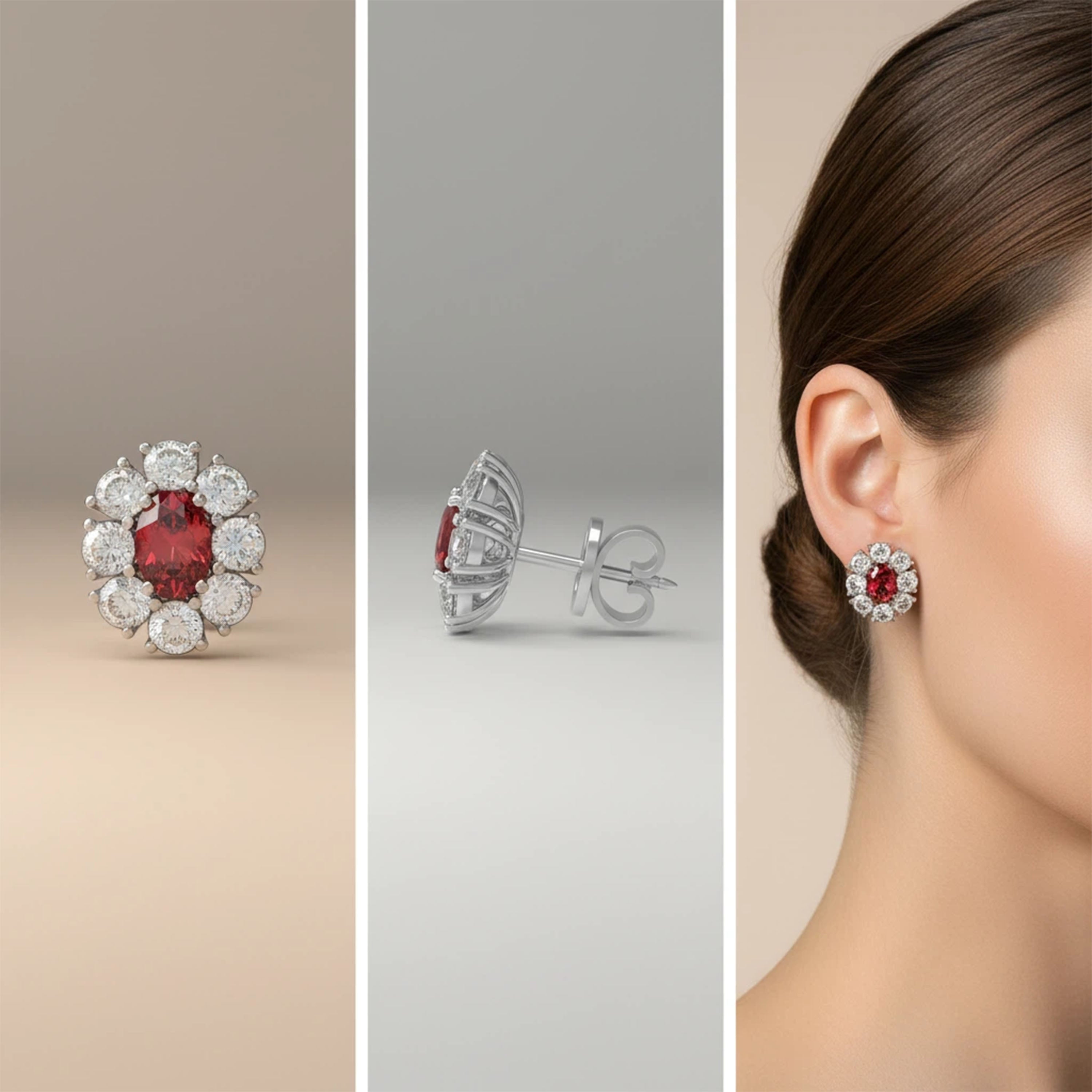 Ruby Camellia 2.50CTW Lab-Grown Ruby & Diamond Floral Stud Earrings