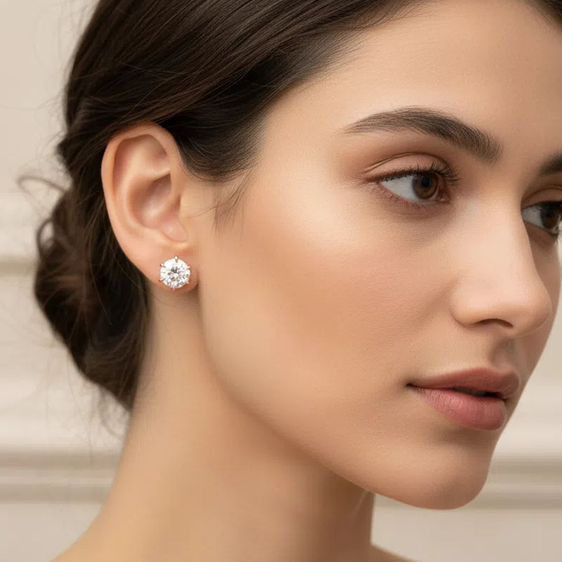 Lab - Grown Diamond Stud Earrings, 0.5CT/1CT Each, 9K/14K/18K Gold (White/Rose/Yellow) & Platinum, Ideal for Daily Wear, Gifting on Anniversaries, Holidays, etc.