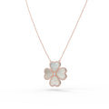 Mother-of-Pearl Heart Clover Lab-Grown Diamond Necklace - 0.50 CT
