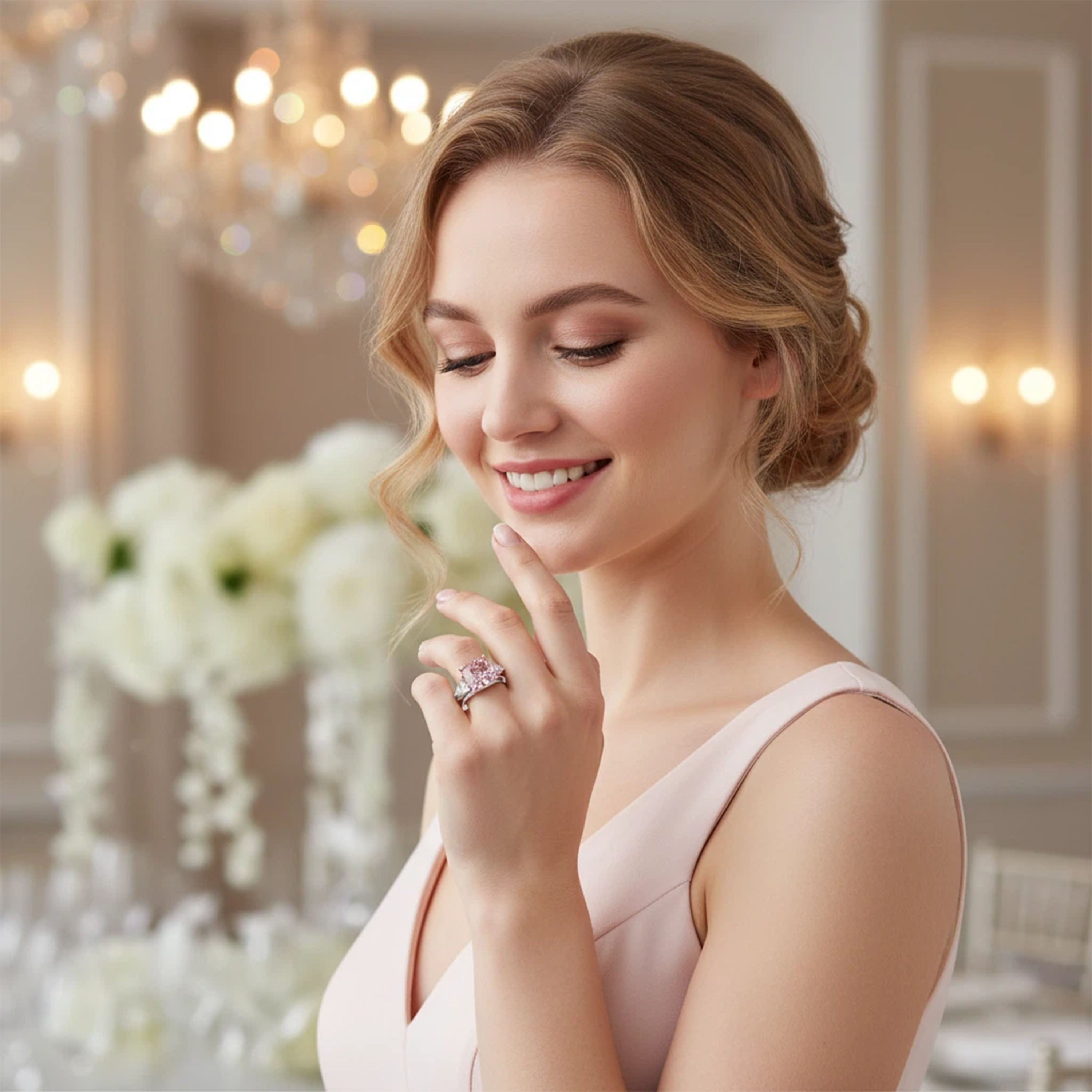 Blush Horizon 2.80CT Lab-Grown Pink Diamond Three-Stone Engagement Ring