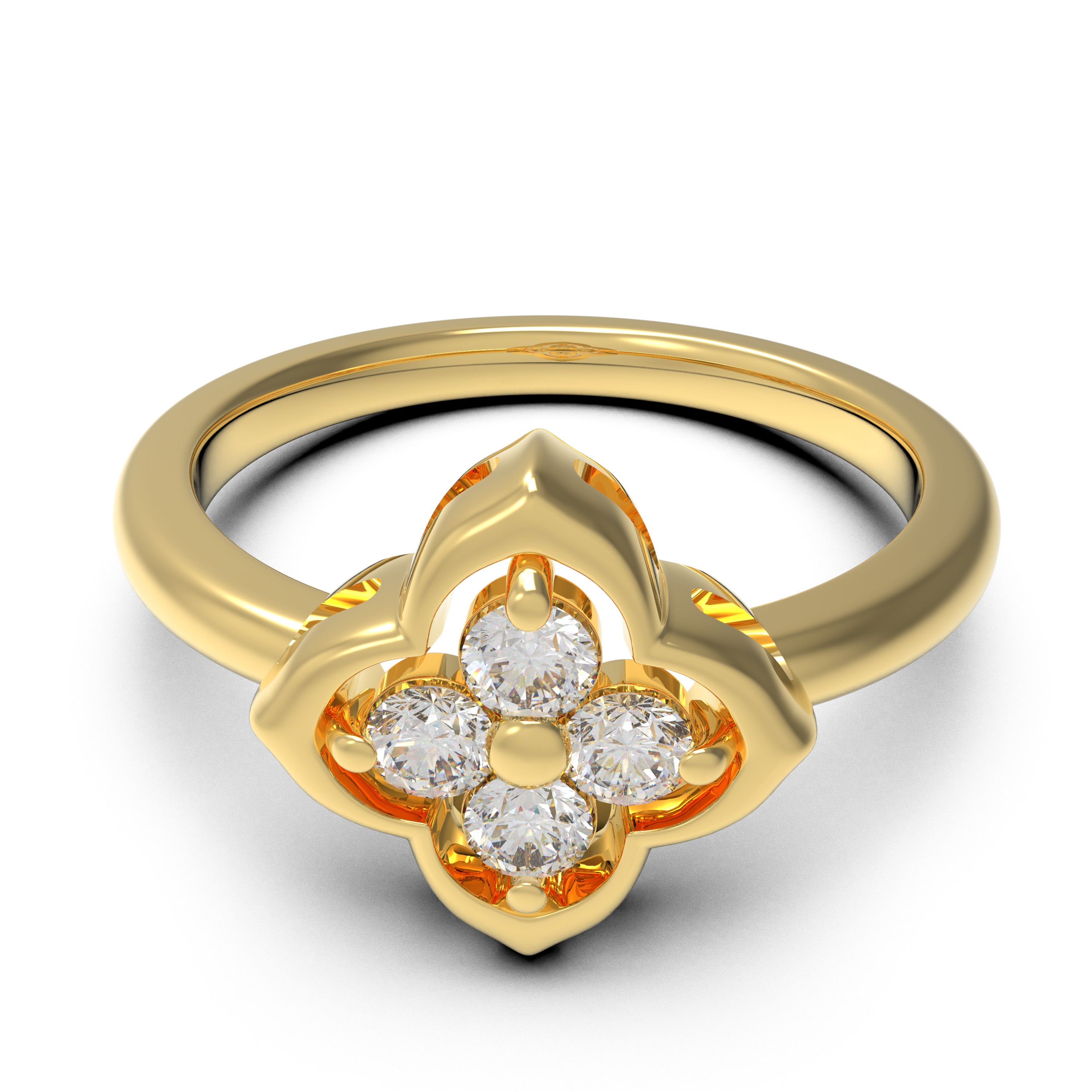 Serene Bloom Yellow Gold Clover Diamond Ring