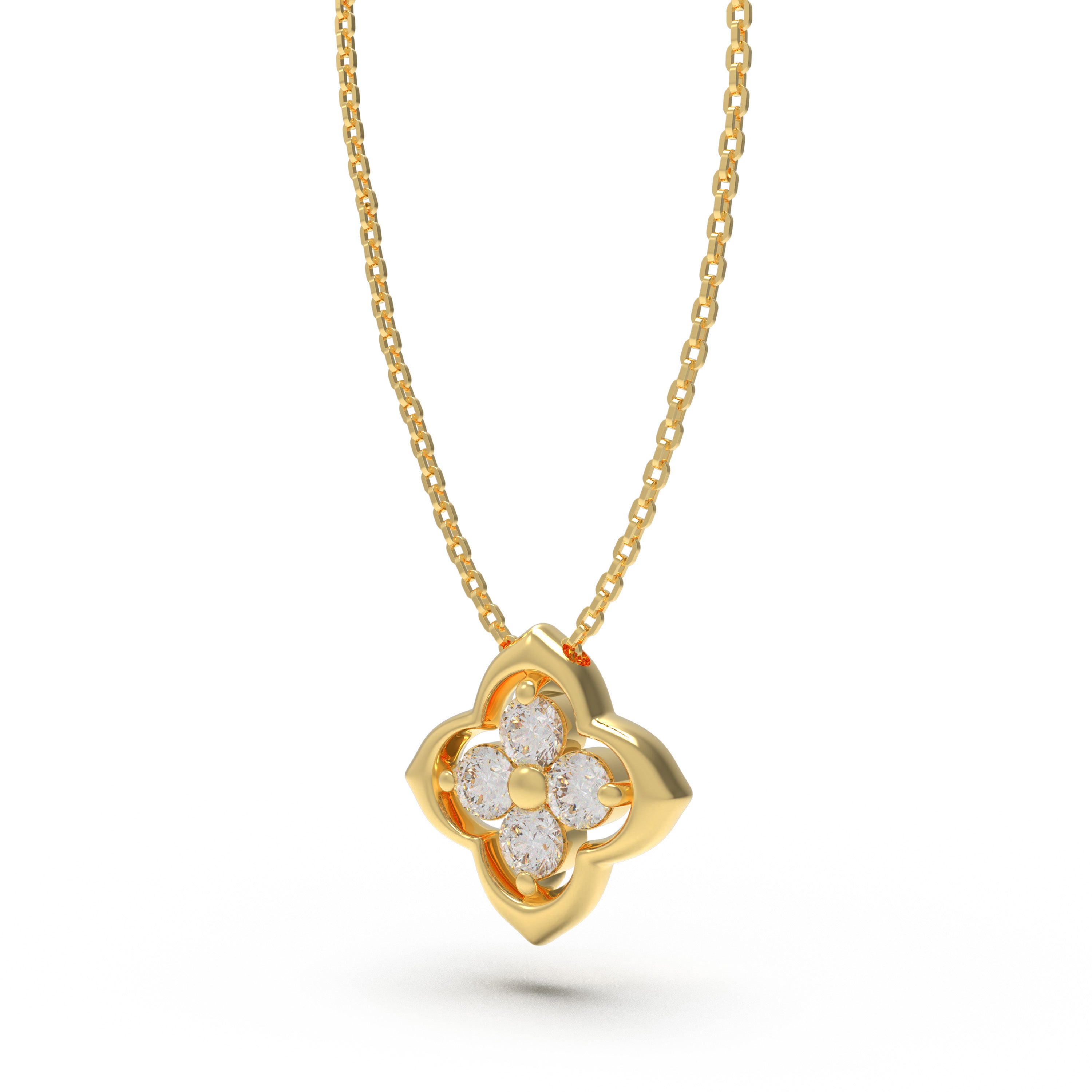 Women's Yellow Gold Pendant Necklace, 0.4ct Lab-Grown Diamond, Song Dynasty Aesthetics Jewelry, Ideal Gift for Sister, Mother, Lover, Client