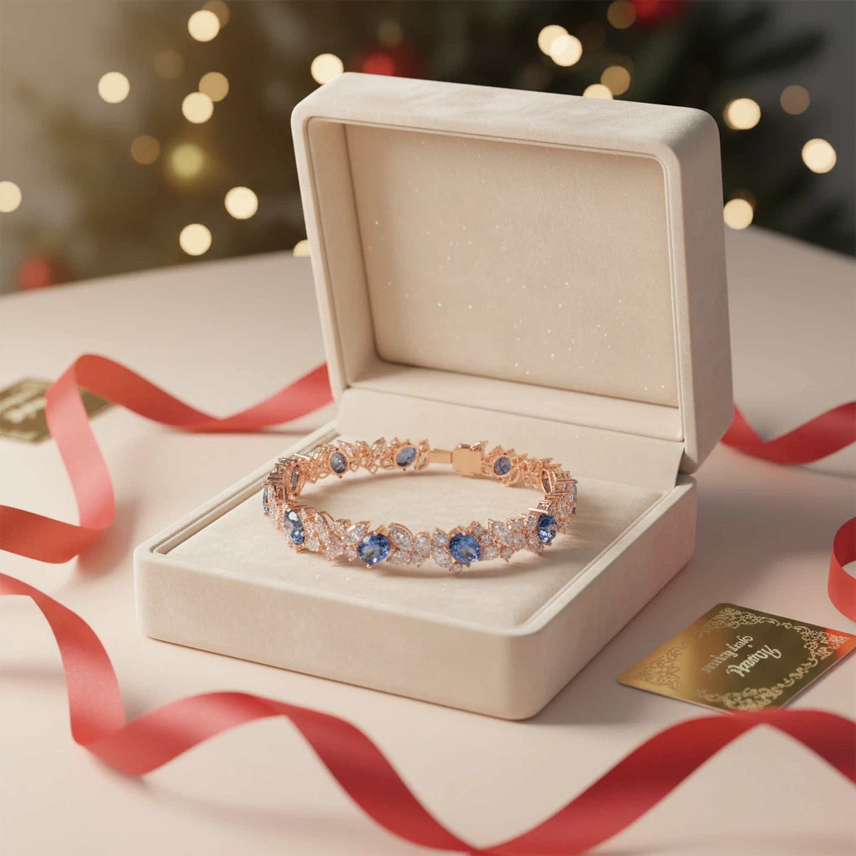 ELVORIQUE Eternelle Rose Gold Lab-Grown Sapphire and Diamond Bracelet
