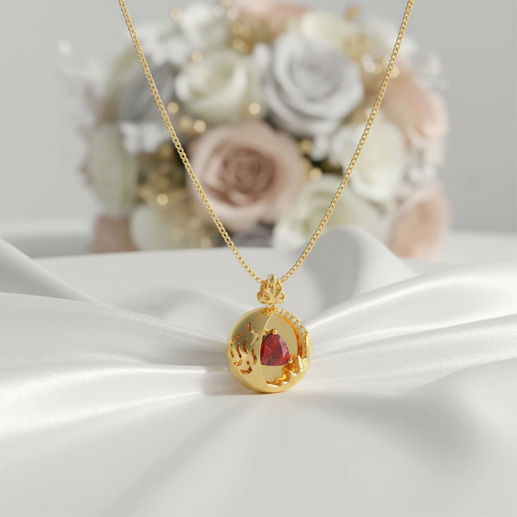 1CT Pear-Cut Lab-Grown Ruby & Diamond Pendant Necklace